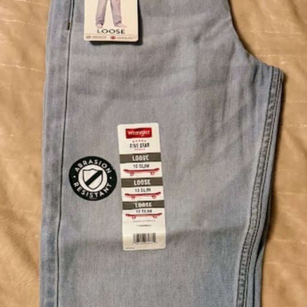 Wrangler Five‎ Star Premium Boy's Loose Fit Abrasion Resistant Jeans Light Wash